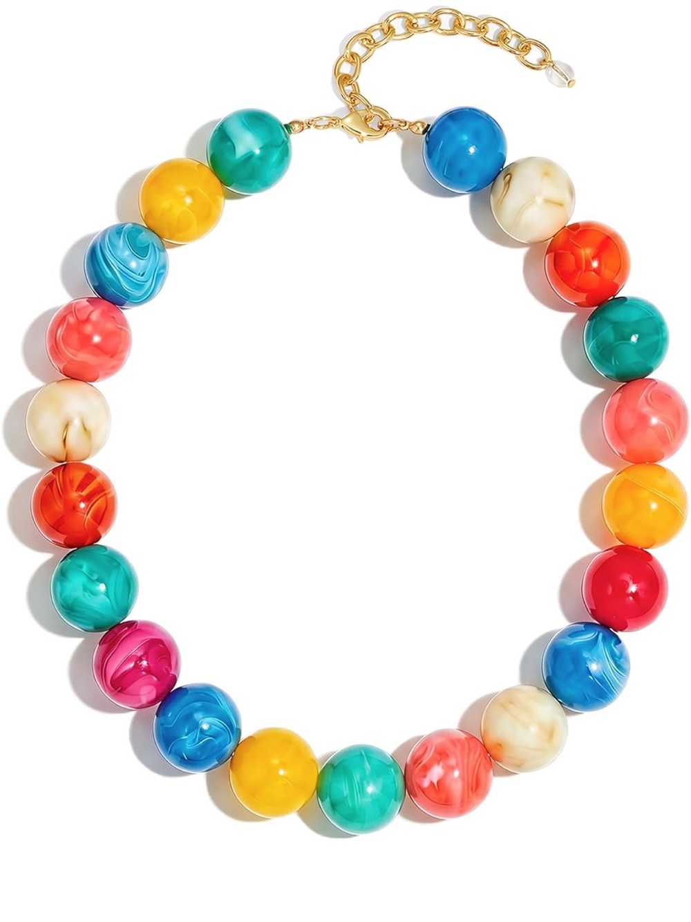 Colorful Marbled Bead Necklace